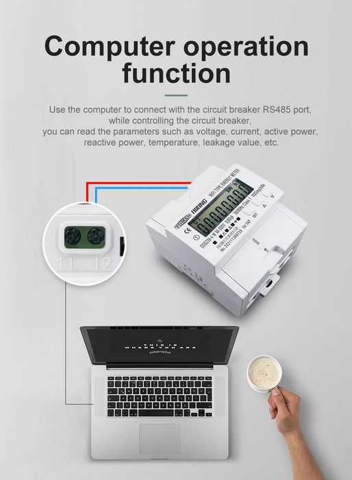 60А Интелигентен Tuya монофазен WiFi електромер,защита,таймер с RS485