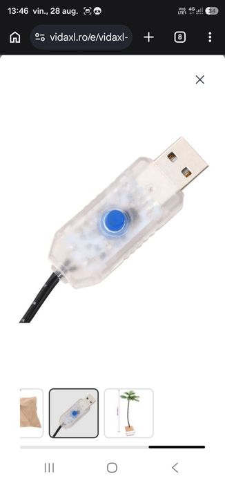Palmier cu LED, 88 LED-uri alb calde, 150 cm