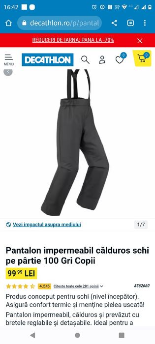 Pantaloni schi impermeabil  14 ani noi