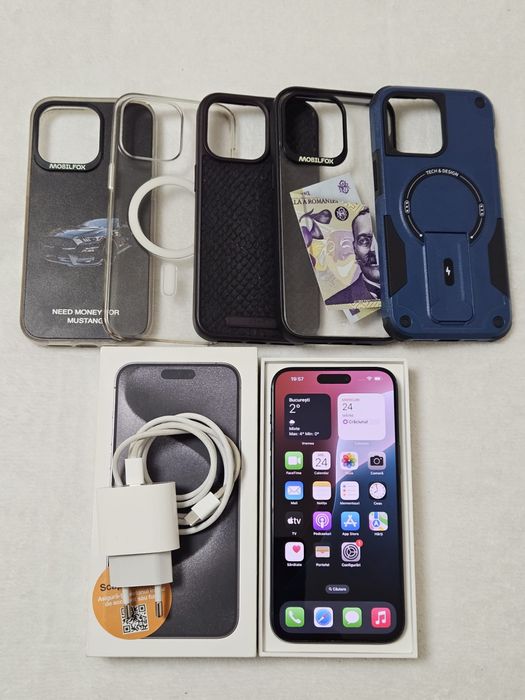 Iphone 15 pro max blue titanium 256 GB stare ca nou full box