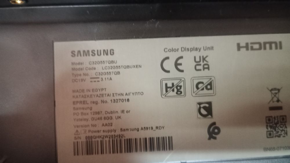 Monitor de 32 de inch Samsung Odyssey g5 pentru piese