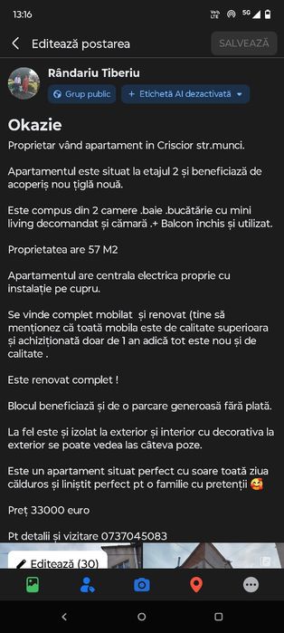 Apartament renovat și mobilat complet