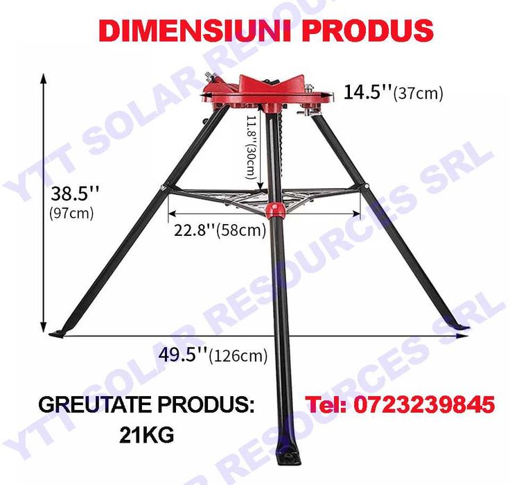 Suport / capra / trepied cu menghina / lant pt filetat tevi 1/8"-6"