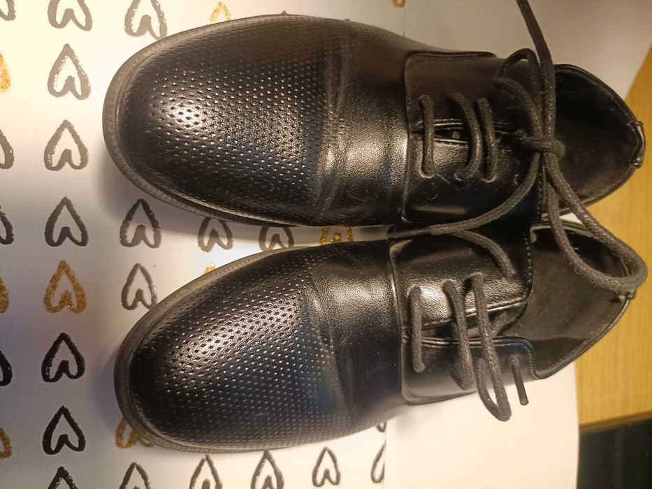 pantofi eleganți, negri din piele pentru băieți, măr. 30