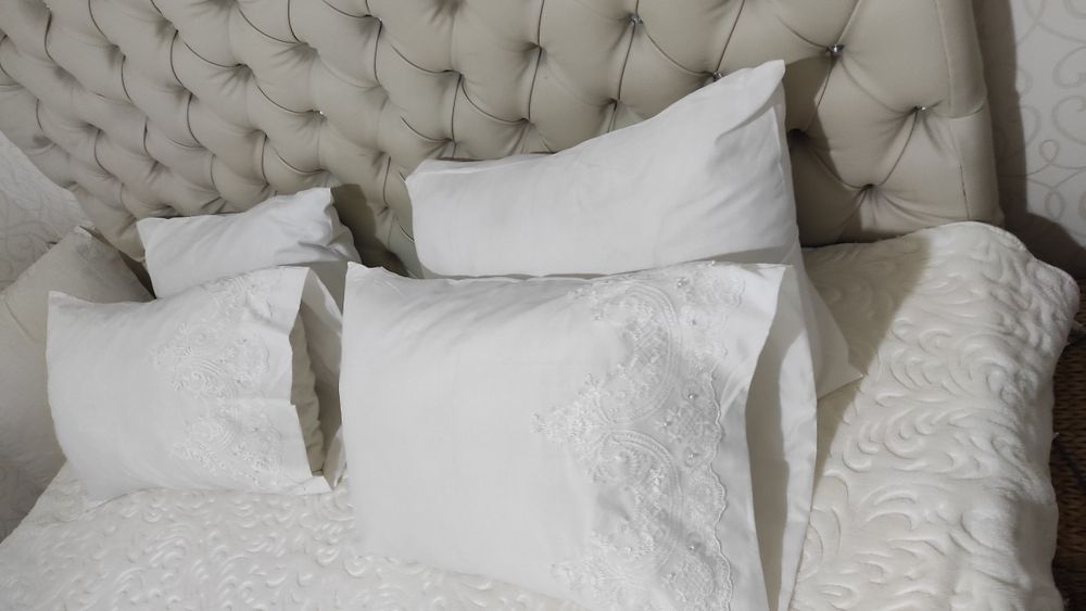 Шалте покривало за спалня с дантела с чаршаф и 4 бр калъфки