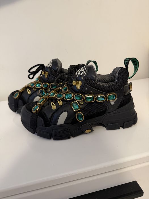 Gucci Flashtrek Black Crystal Sneakers