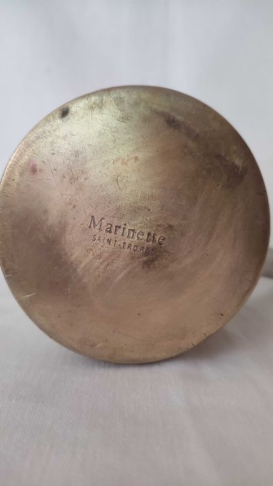 Голяма стара кована френска кана от месинг масивна