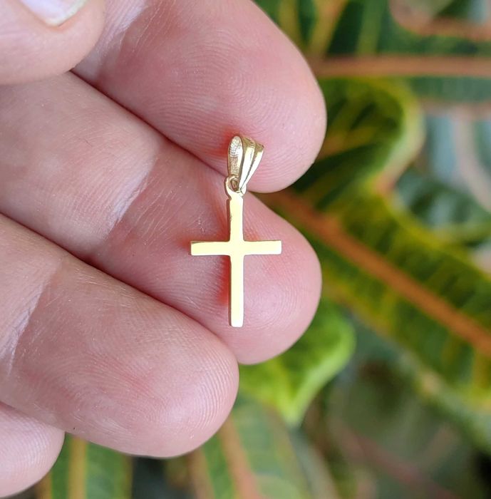 14К  златен кръст (585) – Нов елегантен подарък, жълто злато, кръст с разпятието на Исус Христос, подарък за кръщене, подарък за първо причастие