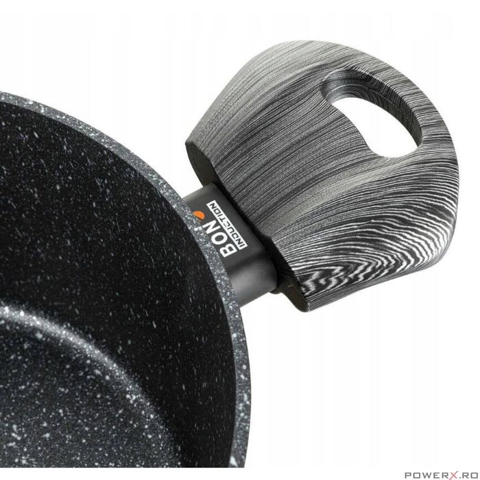 Oala din aluminiu cu invelis din marmura, cu capac din sticla, 20cm,