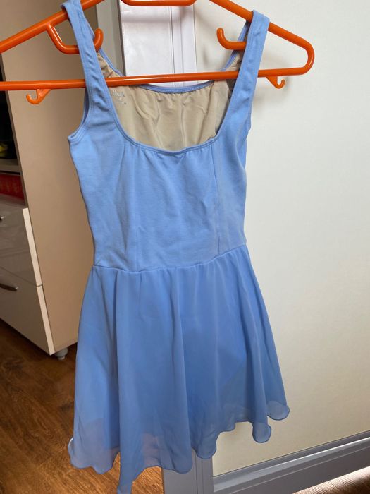 Costum balet fetite 8-10 ani, bumbac, bleu, fara maneci, stare excelen