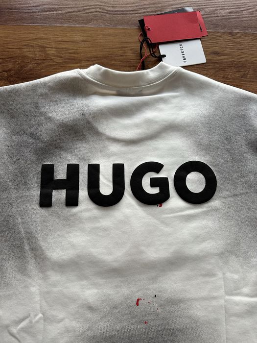Мъжки,памучен,къс комплект Hugo BOSS с лого на гърба и отпред в бяло