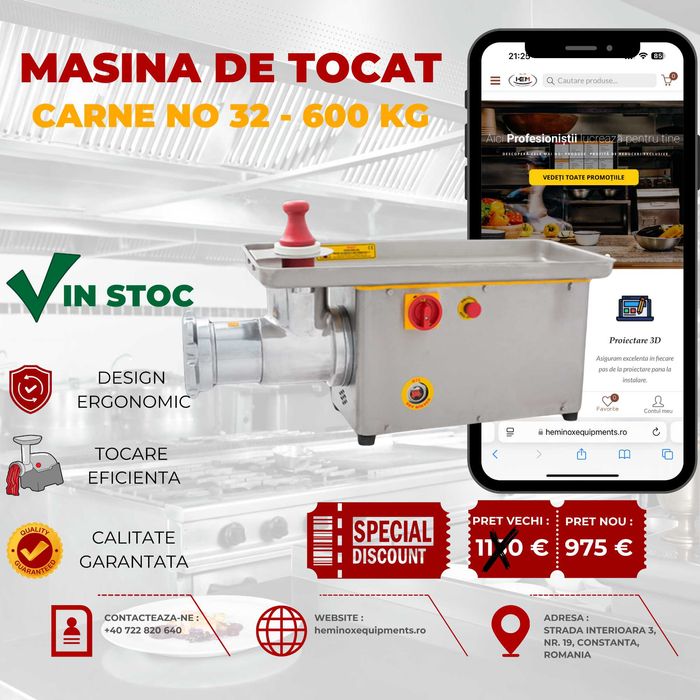 Masina De Tocat Carne No 12, No 22, No 32 In Stoc