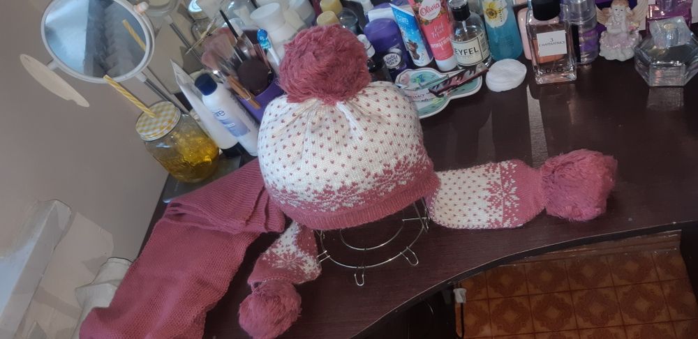 Шапка + шарф на девочку зима