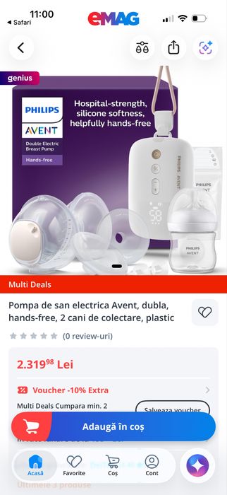 Pompă de sân electrică Philips Avent – Dublă, Hands-Free