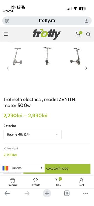 Trotineta electrica Zenith motor 500w noua