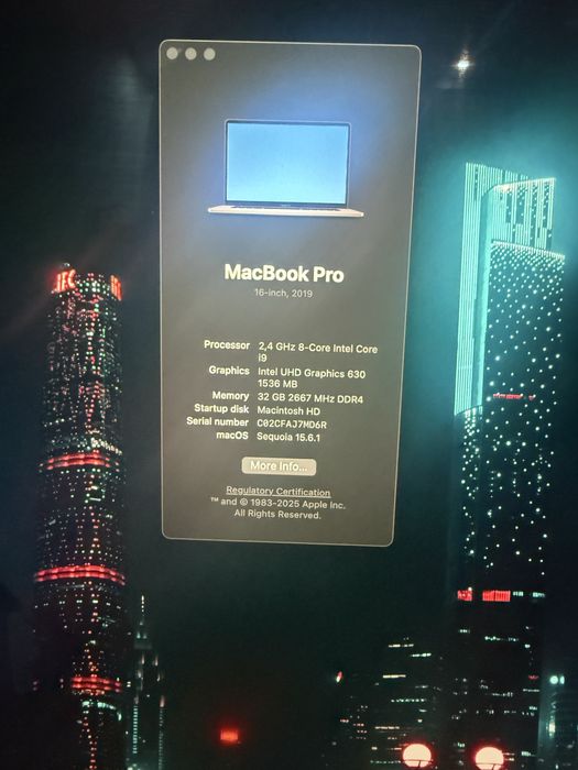 Macbook Pro 16 inch 2019 i9 32gb ram 500gb