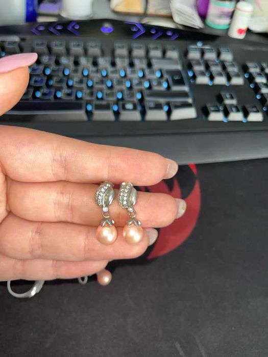 set de argint cu perle artificiale