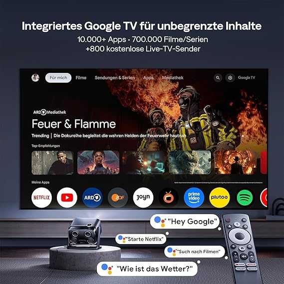 Proiector inteligent Aurzen Boom Mini 4 în 1 cu Google TV,Garantie