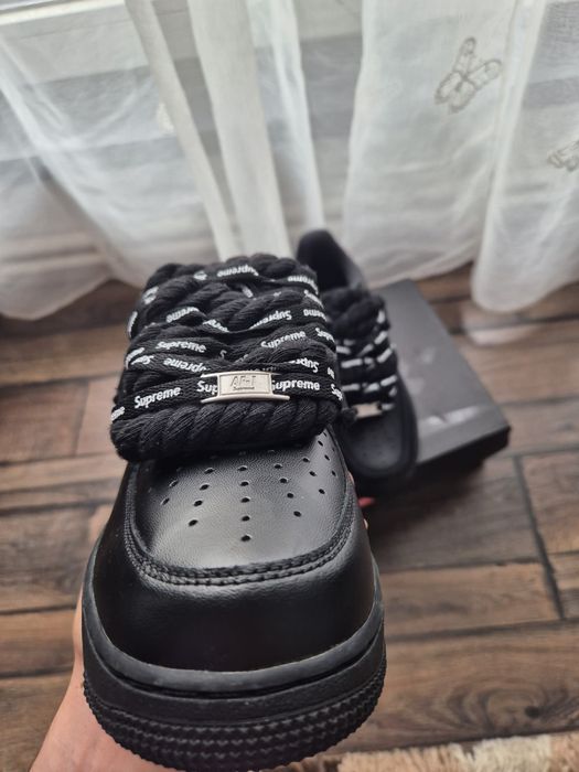 Nike Air Force 1 Low x Supreme Black – Custom Rope Laces – Mărimea 39