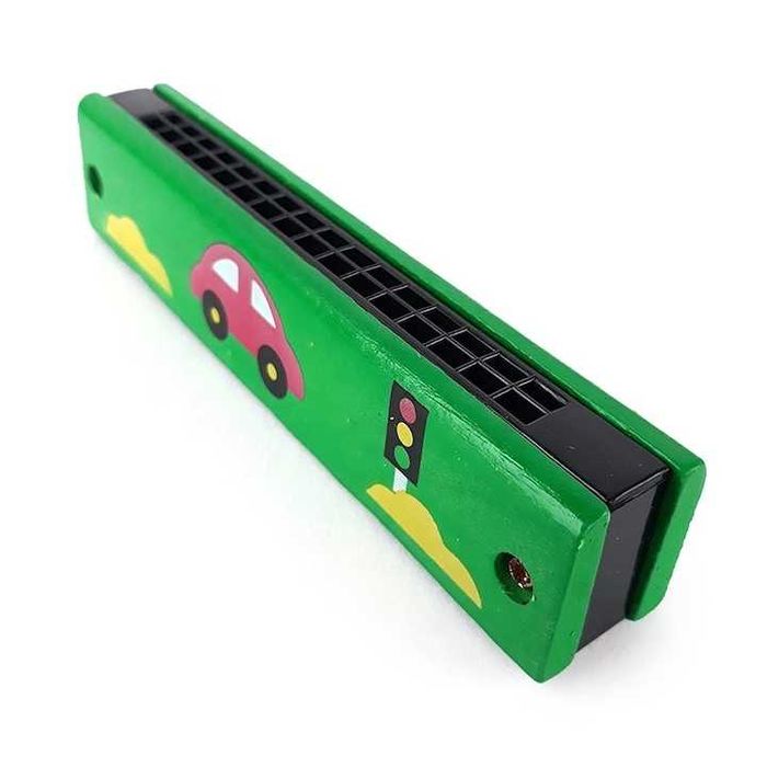 Muzicuta din lemn pentru copii,13cm,verde sau albastra, nouă