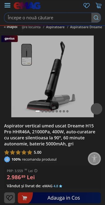 Aspirator Dreame H15 ProHeat  HHR48A  400W Negru