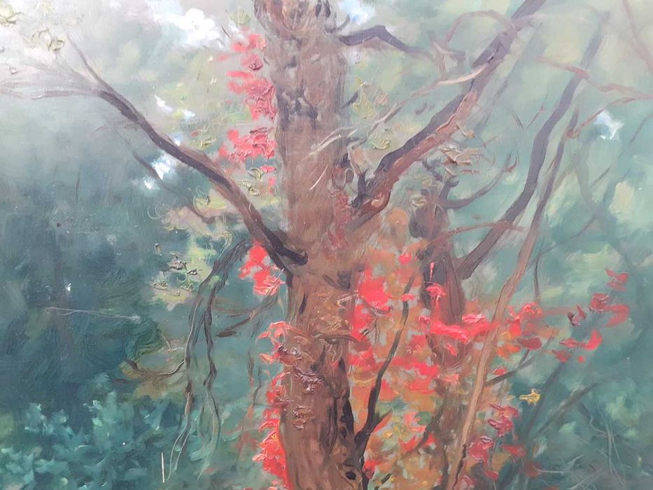 Tablou vechi - peisaj romantic - semnat si datat 1977