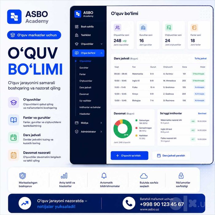 O'quv Markaz CRM dastur Bepul