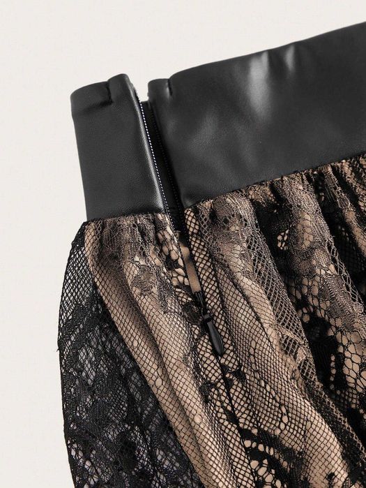 Пола дантела, Миди пола, Черна дантелена пола, Елегантна пола