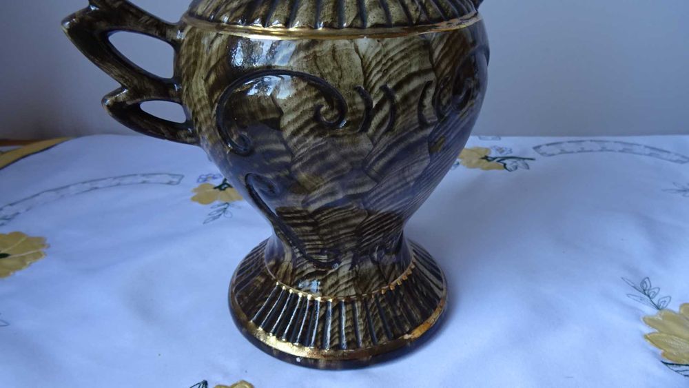 Винтидж керамична ваза, ръчно рисувана от H. Bequet Quaregnon в Белгия