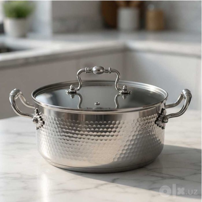 Набор из 3 кастрюль из нержавеющей стали Hammered Collection