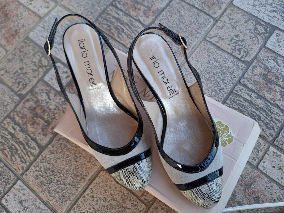 Обувки ЕСТЕСТВЕННА Кроко Кожа и Набук ILARIO MORELLI отворена пета!№37