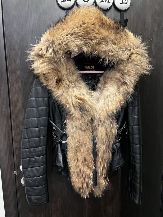 Кожено яке с лисица пух