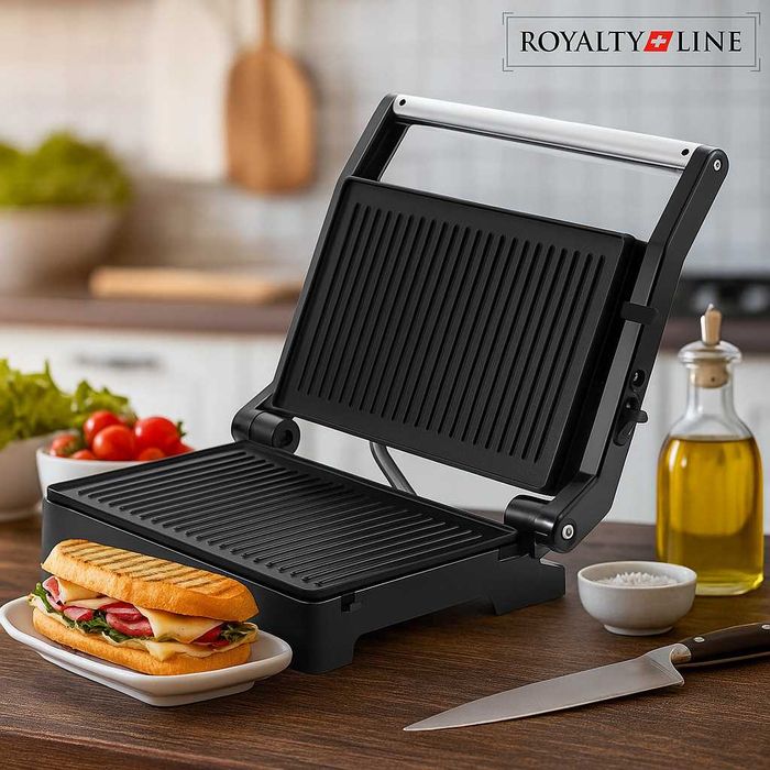 Тостер грил Royalty Line RL-PM1000 - Компактен грил и сандвич преса2в1