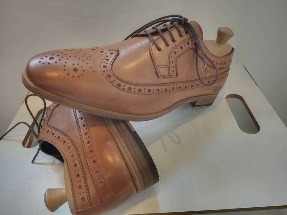 Pantofi derby 44 brogue Topman London piele naturala moale