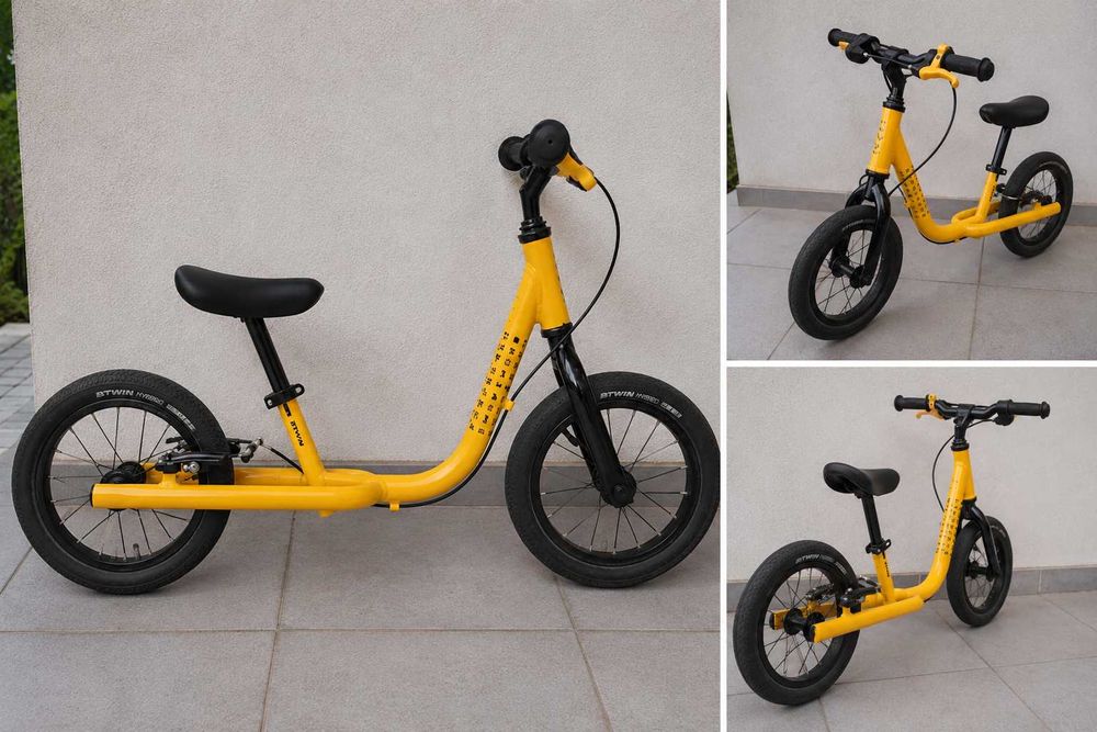 Bicicletă fără pedale DECATHLON galbena copii 85-105 cm - stare excelenta noua