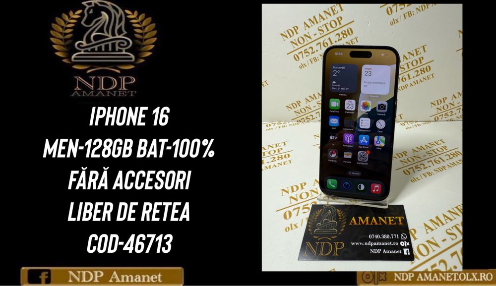 NDP Amanet Braila Iphone 16 128gb (46713)