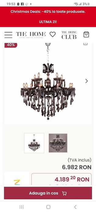 Candelabru mare cristal black
