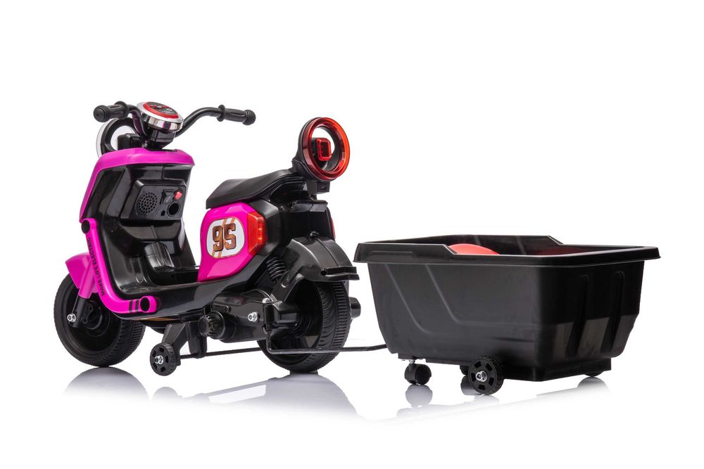 Scuter electric cu remorca, telecomanda Kinderauto BJBTK3 2x 35W Rose