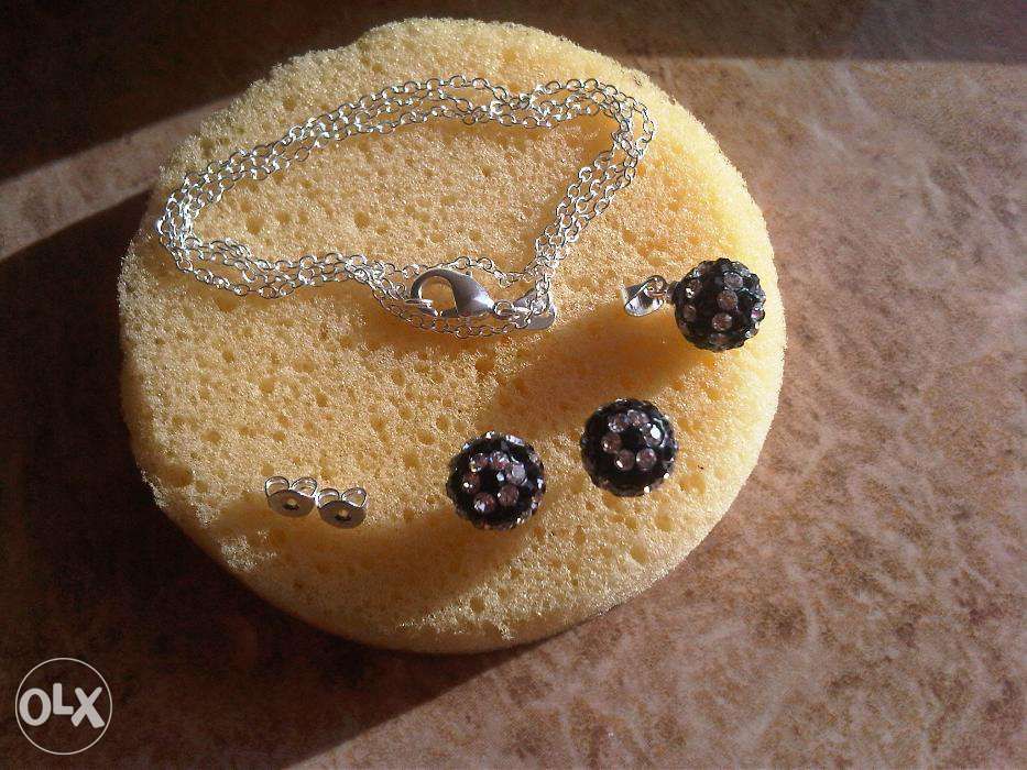 set bijuterii 3 in 1 argint 100% cercei + colier + pandantiv