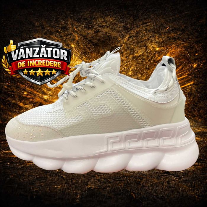 Adidasi Versace Chain Reaction White l Produs NOU Premium din Piele