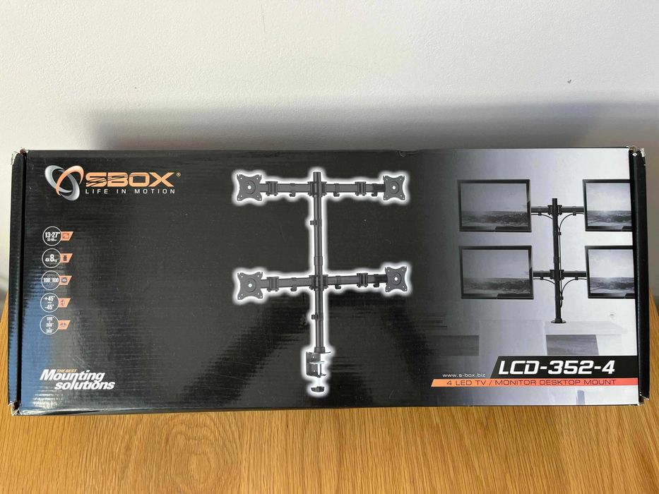ЧИСТО НОВА Стойка за 4 монитора, SBOX LCD-352-4