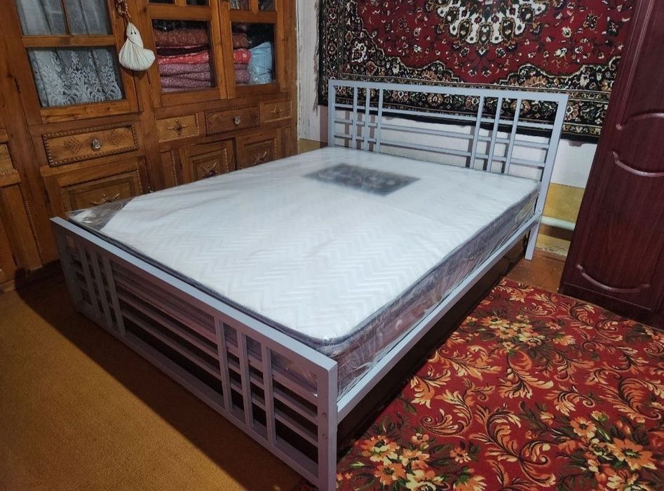 Двуспальная кровать Loft krovat темир крават metal kalavat Лофт