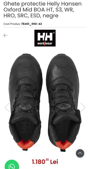 Ghete protecție 40 Helly Hansen Oxford Mid BOA HT. S3, WR, HRO SRC ESD