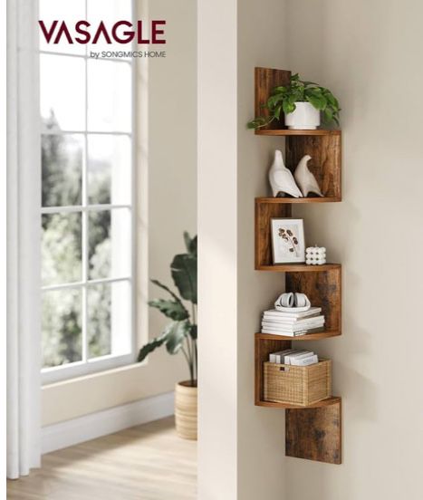 Ъглов стенен рафт/етажерка Vasagle