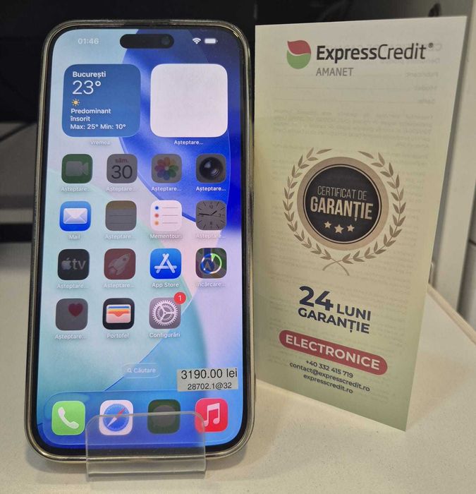 iPhone 15 Pro Max 256Gb 100% bateria (AG32 B28702.1) 2 ANI GARANTIE!