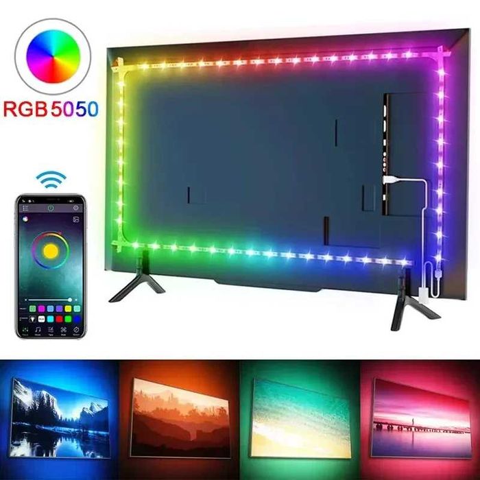Banda LED RGB color, USB, 5V, smart, bluetooth, 5 metri, 150 leduri