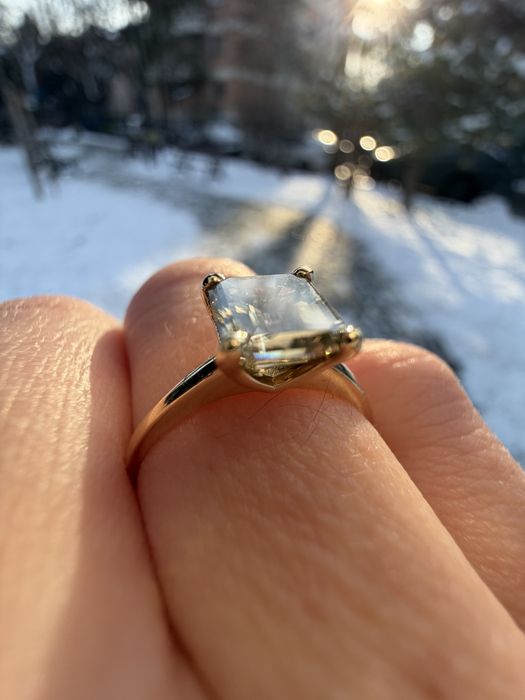Inel cu diamant fancy natural 1.33 ct, emerald cut, certificat IGI