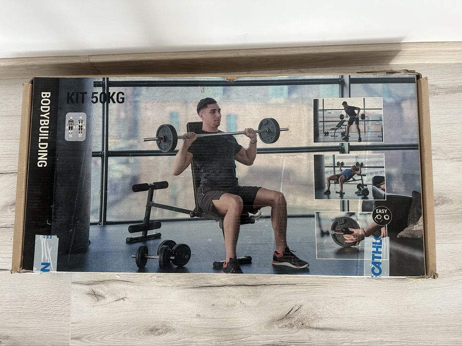 Banca fitness Decathlon + kit 50 kg