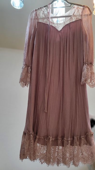 Rochie Ginette somon ,pudra,mărime 44