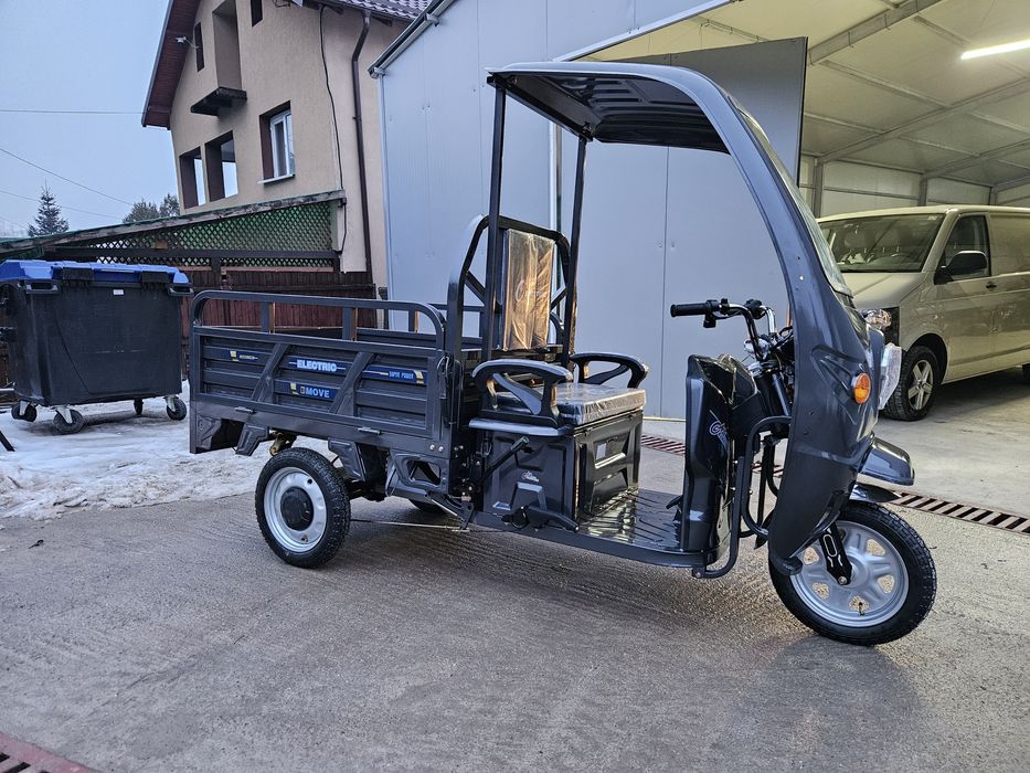 Triciclu Electric cu benă basculabilă și acoperiș – Transport + Carte